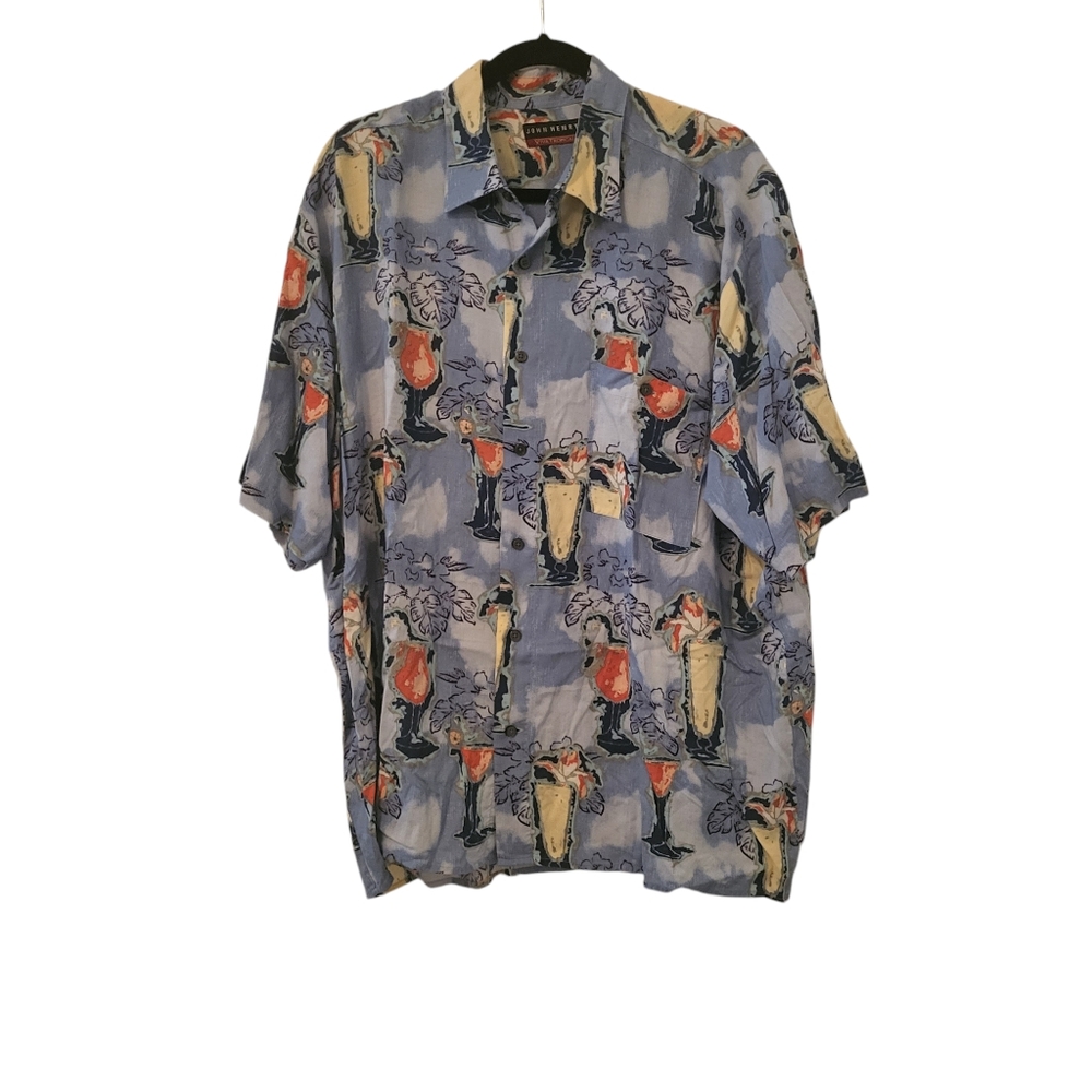 John Henry Viva Tropical Button Down Shirt sz XL